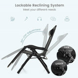 Black Zero Gravity Adjustable Lounge Chair Removable Cushion Cup Holder Tray - FREE SHIPPING