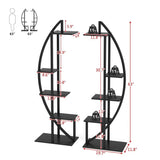 Set of 2 - Symmetrical Modern Black Metal Wood 10-Shelf Plant Stand - FREE SHIPPING