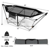 Black Portable Camping Foldable Hammock with Stand and Carry Case - FREE SHIPPING