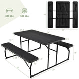 Folding Picnic Table with 2 Benches Outdoor Patio Dining Set in Black - FREE SHIPPING