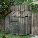 8.3 ft x 4.1 ft Outdoor Polycarbonate Lean-to Greenhouse with Black Metal Frame - FREE SHIPPING