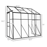8.3 ft x 4.1 ft Outdoor Polycarbonate Lean-to Greenhouse with Black Metal Frame - FREE SHIPPING