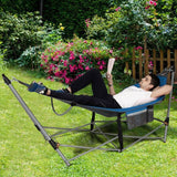 Blue Portable Camping Foldable Hammock with Stand and Carry Case - FREE SHIPPING