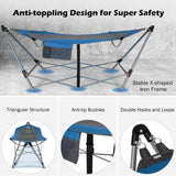 Blue Portable Camping Foldable Hammock with Stand and Carry Case - FREE SHIPPING