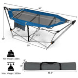 Blue Portable Camping Foldable Hammock with Stand and Carry Case - FREE SHIPPING