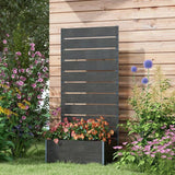 Outdoor Raised Bed Planter with Slatted Fence Trellis in Black Wood Finish - FREE SHIPPING