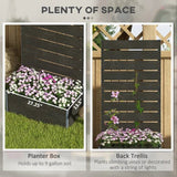 Outdoor Raised Bed Planter with Slatted Fence Trellis in Black Wood Finish - FREE SHIPPING