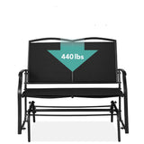 2 Seat Mesh Patio Loveseat Swing Glider Rocker with Armrests in Black - FREE SHIPPING