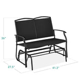 2 Seat Mesh Patio Loveseat Swing Glider Rocker with Armrests in Black - FREE SHIPPING