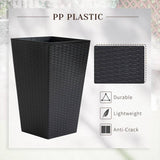Set of 3 - Black Faux Rattan Plastic Tall Large Flower Pots - FREE SHIPPING