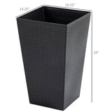Set of 3 - Black Faux Rattan Plastic Tall Large Flower Pots - FREE SHIPPING