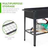 Black Metal Raised Garden Bed Planter Cart on Wheels 37-inch x 15-inch - FREE SHIPPING