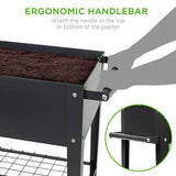 Black Metal Raised Garden Bed Planter Cart on Wheels 37-inch x 15-inch - FREE SHIPPING