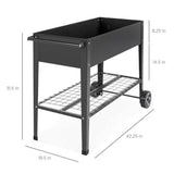 Black Metal Raised Garden Bed Planter Cart on Wheels 37-inch x 15-inch - FREE SHIPPING
