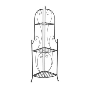 Indoor/Outdoor 3-Shelf Black Metal Corner Bakers Rack Plant Stand - FREE SHIPPING