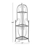 Indoor/Outdoor 3-Shelf Black Metal Corner Bakers Rack Plant Stand - FREE SHIPPING