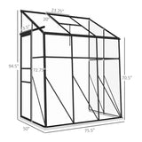 6.3 ft x 4.1 ft Outdoor Polycarbonate Lean-to Greenhouse with Black Metal Frame - FREE SHIPPING