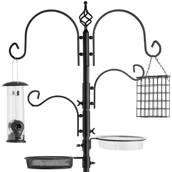 Complete Bird Feeder Set with Black Metal Stand and Bird Feeders - FREE SHIPPING