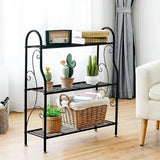 Indoor/Outdoor Black Metal 3-Tier Bookcase Plant Stand Shelving Rack - FREE SHIPPING