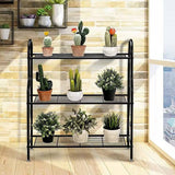Indoor/Outdoor Black Metal 3-Tier Bookcase Plant Stand Shelving Rack - FREE SHIPPING
