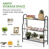 Indoor/Outdoor Black Metal 3-Tier Bookcase Plant Stand Shelving Rack - FREE SHIPPING