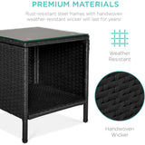 3-Piece Black PE Wicker Outdoor Dining Patio Furniture Set w/ Teal Blue Cushions - FREE SHIPPING