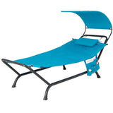 Teal Blue Outdoor Hammock Chaise Lounge Chair Cot with Canopy and Storage Bag - FREE SHIPPING
