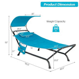 Teal Blue Outdoor Hammock Chaise Lounge Chair Cot with Canopy and Storage Bag - FREE SHIPPING