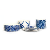 Cylinder Serving Bowl - Blue Floating Leaves