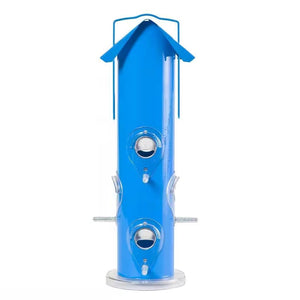 Outdoor Patio Garden 6-Perch Metal Tube Bird Feeder in Blue - FREE SHIPPING