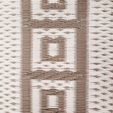 Textured patterned Border White Sand Outdoor Rug with geometric design
