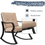 3-Piece Outdoor Patio Furniture Table Rocking Chairs Set with Beige Cushions - FREE SHIPPING