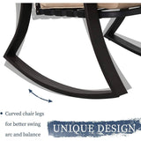 3-Piece Outdoor Patio Furniture Table Rocking Chairs Set with Beige Cushions - FREE SHIPPING