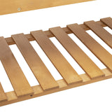 Wooden slatted planter shelf base on a white background