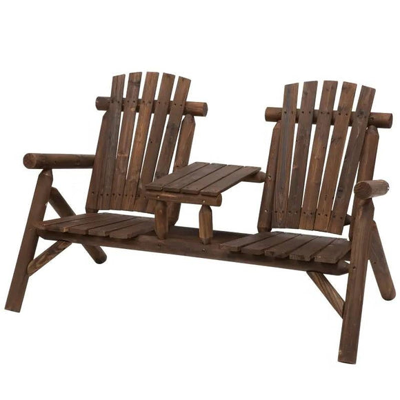 Adirondack Patio 2 Chair Lounger with Center Coffee Table Brown - FREE SHIPPING