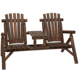 Adirondack Patio 2 Chair Lounger with Center Coffee Table Brown - FREE SHIPPING