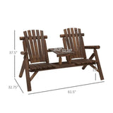 Adirondack Patio 2 Chair Lounger with Center Coffee Table Brown - FREE SHIPPING