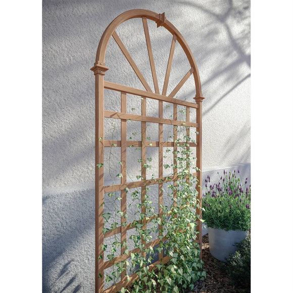 77-inch Outdoor Light Brown Vinyl Lattice Garden Trellis with Arched Top - FREE SHIPPING