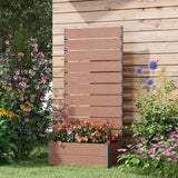 Raised Garden Bed Planter with Slatted Fence Trellis in Brown Wood Finish - FREE SHIPPING