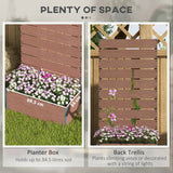 Raised Garden Bed Planter with Slatted Fence Trellis in Brown Wood Finish - FREE SHIPPING