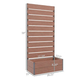 Raised Garden Bed Planter with Slatted Fence Trellis in Brown Wood Finish - FREE SHIPPING