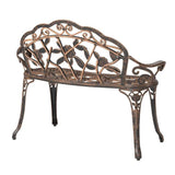 Outdoor Patio Garden Bench with Backrest in Antique Bronze Metal Finish - FREE SHIPPING