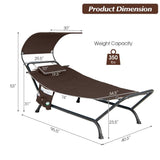 Brown Outdoor Hammock Style Chaise Lounge Chair Cot with Canopy and Storage Bag - FREE SHIPPING