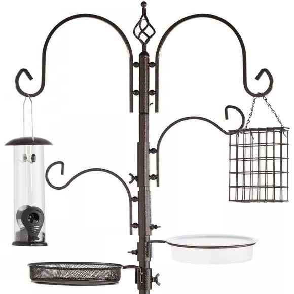 Complete Bird Feeder Set with Bronze Metal Stand Suet Water Bowl Tube and Tray - FREE SHIPPING