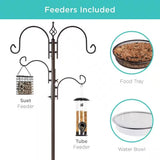 Complete Bird Feeder Set with Bronze Metal Stand Suet Water Bowl Tube and Tray - FREE SHIPPING