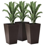 Set of 3 - Brown Faux Rattan Plastic Tall Large Flower Pots - FREE SHIPPING