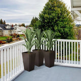 Set of 3 - Brown Faux Rattan Plastic Tall Large Flower Pots - FREE SHIPPING