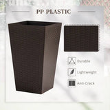 Set of 3 - Brown Faux Rattan Plastic Tall Large Flower Pots - FREE SHIPPING