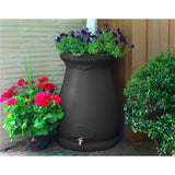 Black 65-Gallon Plastic Urn Rain Barrel with Planter Top - FREE SHIPPING
