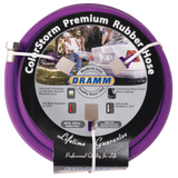 Purple garden hose with DRAMM branding on a white background